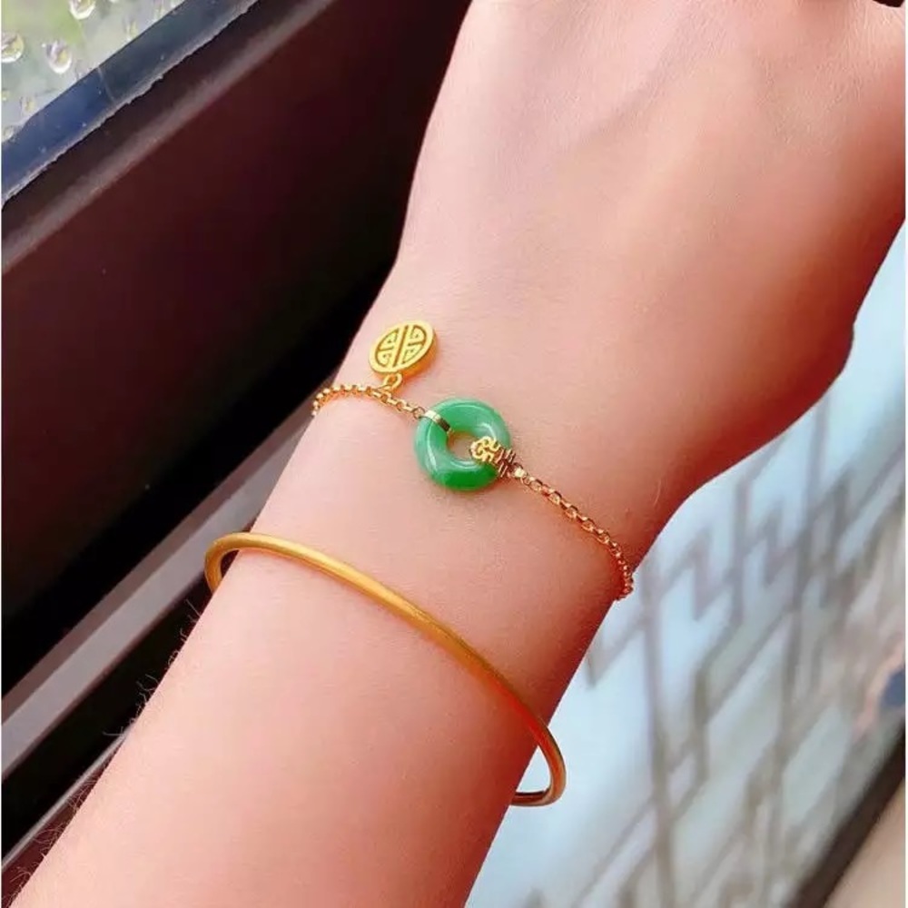 Green Jade Bracelet,  Natural Hetian Jade Bracelet,  Adjustable  Bracelet, Jade